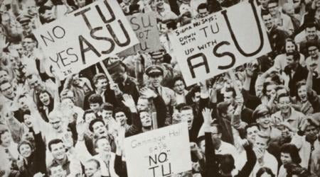 Voters with ASU signs